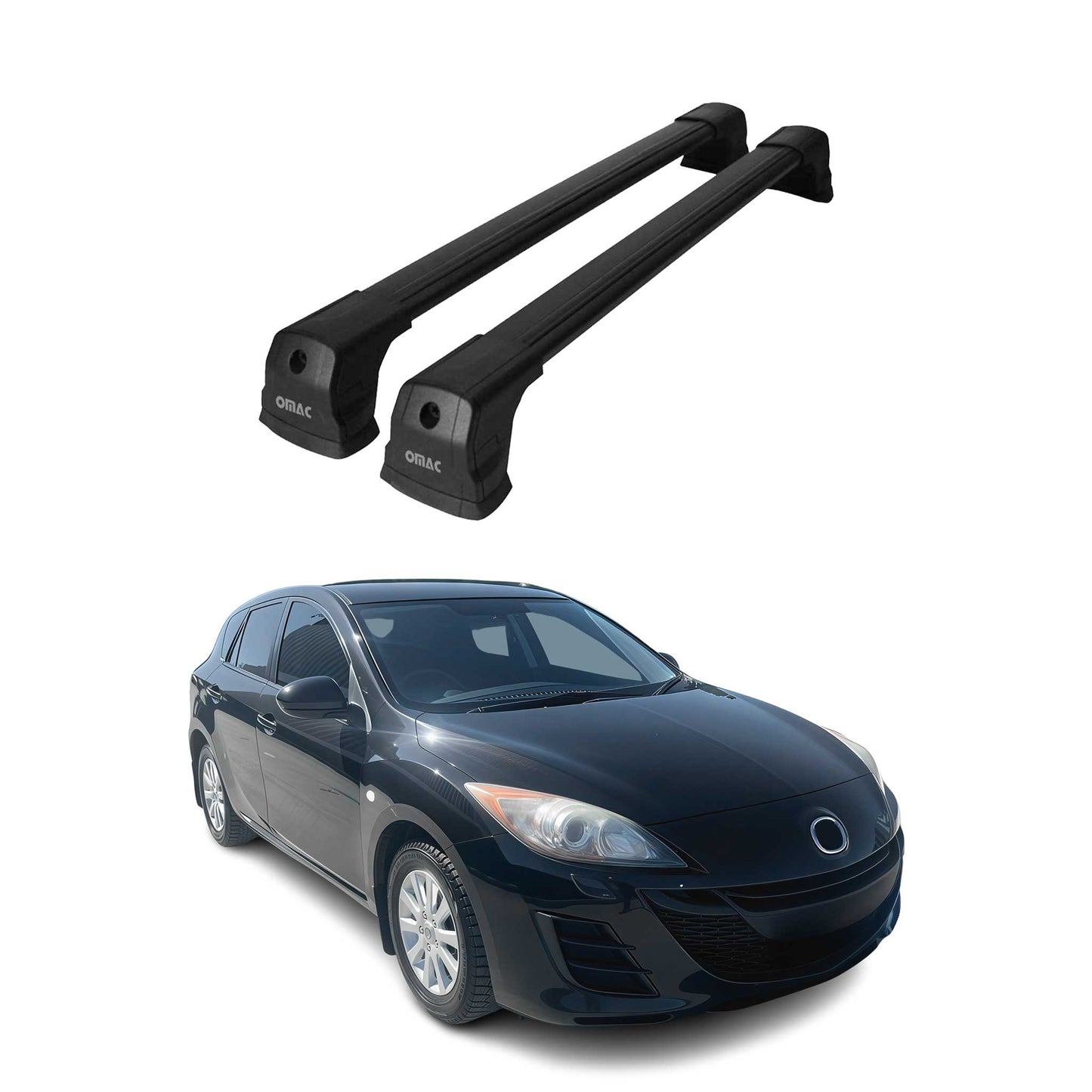 2004-2009 Mazda 3 Hatchback Roof Rack Cross Bars Black