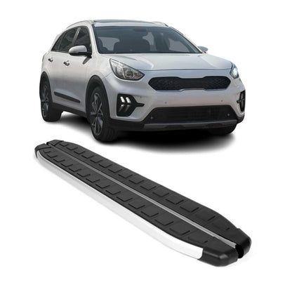 2017-2022 Kia Niro 1.gen Running Boards Side Steps Silver & Black