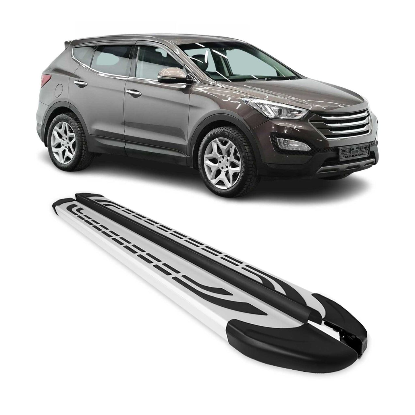 2013-2018 Hyundai Santa Fe Running Boards Side Steps Silver