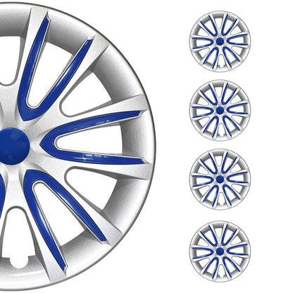 Bicolo Hub Caps Wheel Cover 15" Gray & Dark Blue Full Set 4 pcs.