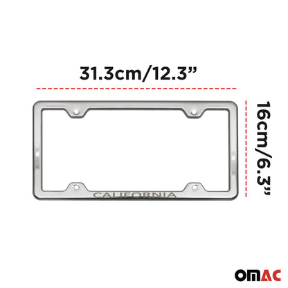 CALIFORNIA Print License Plate Frame Tag Holder Chrome S. Steel 2 Pcs.