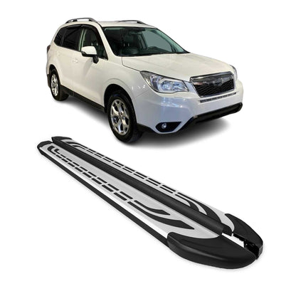 2014-2018 Subaru Forester IV Running Boards Side Steps Silver & Black