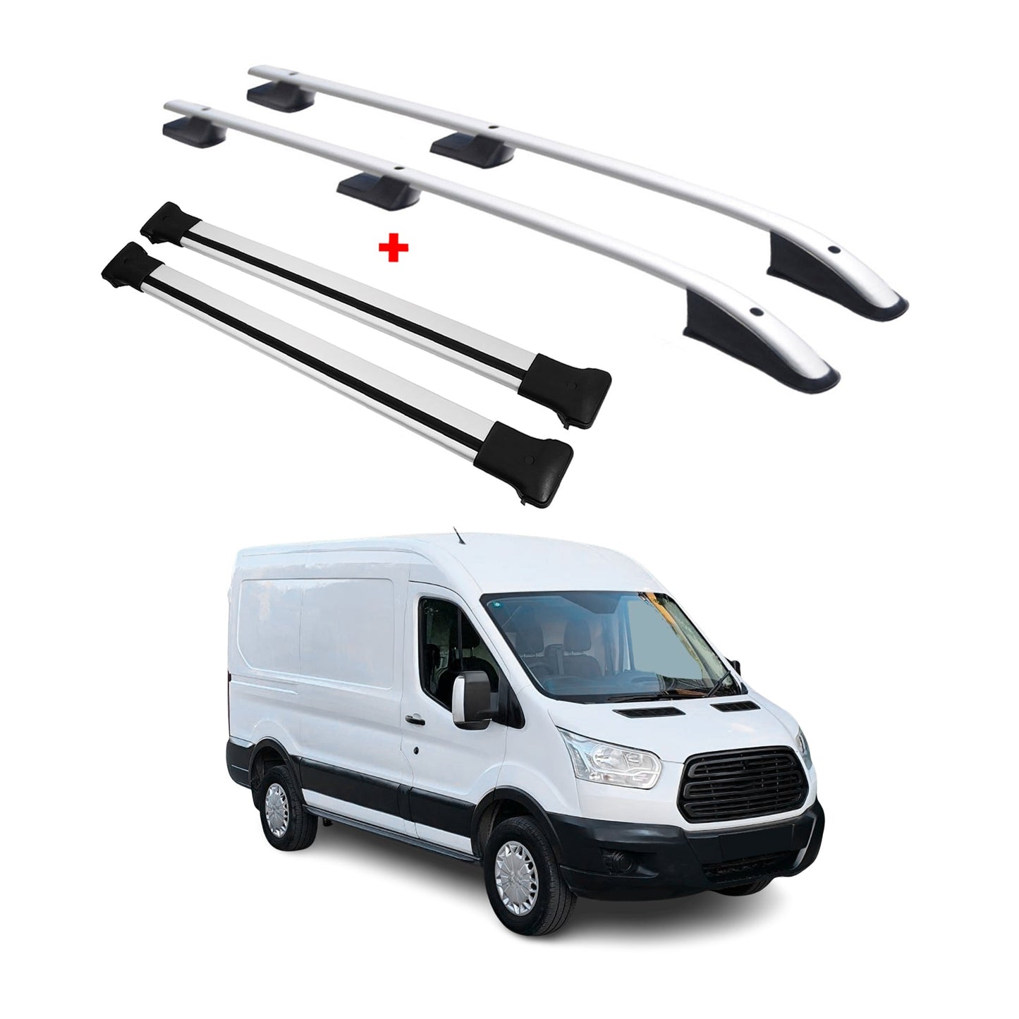 2015-2026 Ford Transit L2 Regular Roof Racks & Roof Rack Rails Silver