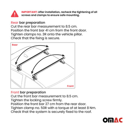 2018-2021 Subaru WRX STI Roof Rack Cross Bars Silver