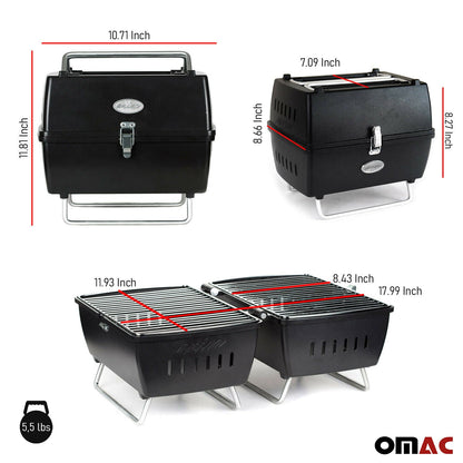 Charcoal Grill Portable Grill Garden Outdoor Black Picnic Grill 13 Pcs BBQ