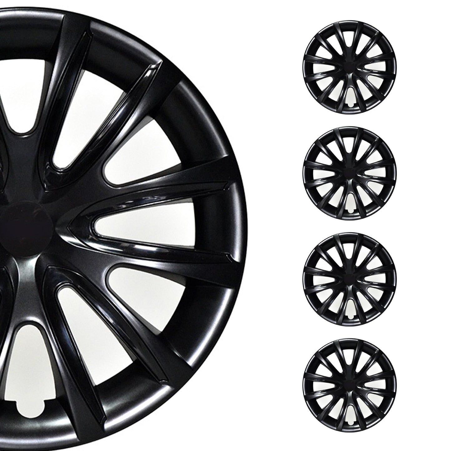 Bicolo Hub Caps Wheel Cover 14" Black & Black Full Set 4 pcs.