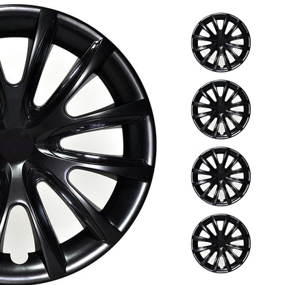 Bicolo Hub Caps Wheel Cover 14" Black & Black Full Set 4 pcs.