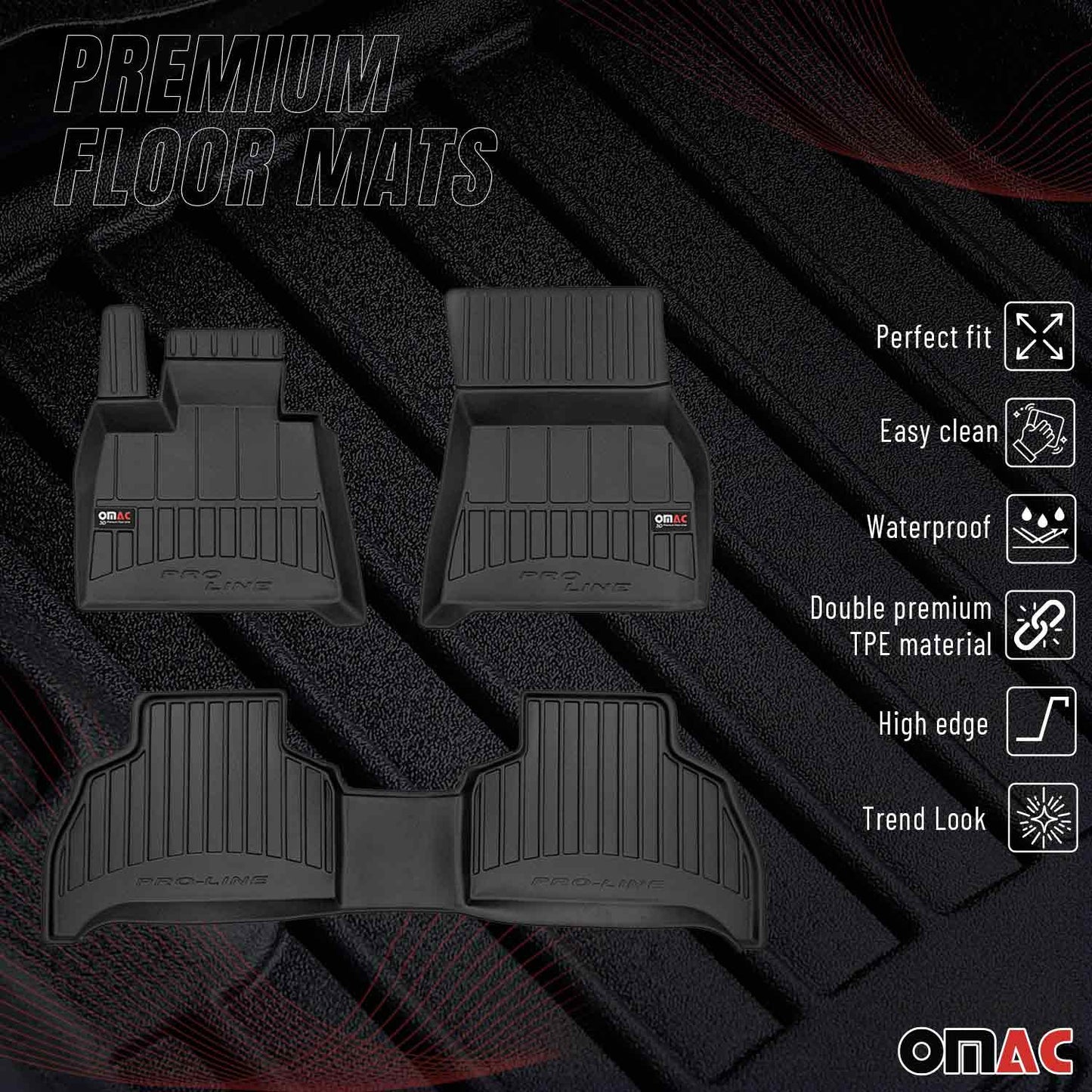 2019-2026 BMW X5 G05 Premium Floor Mats Liners Full Set All Weather Heavy Duty Black
