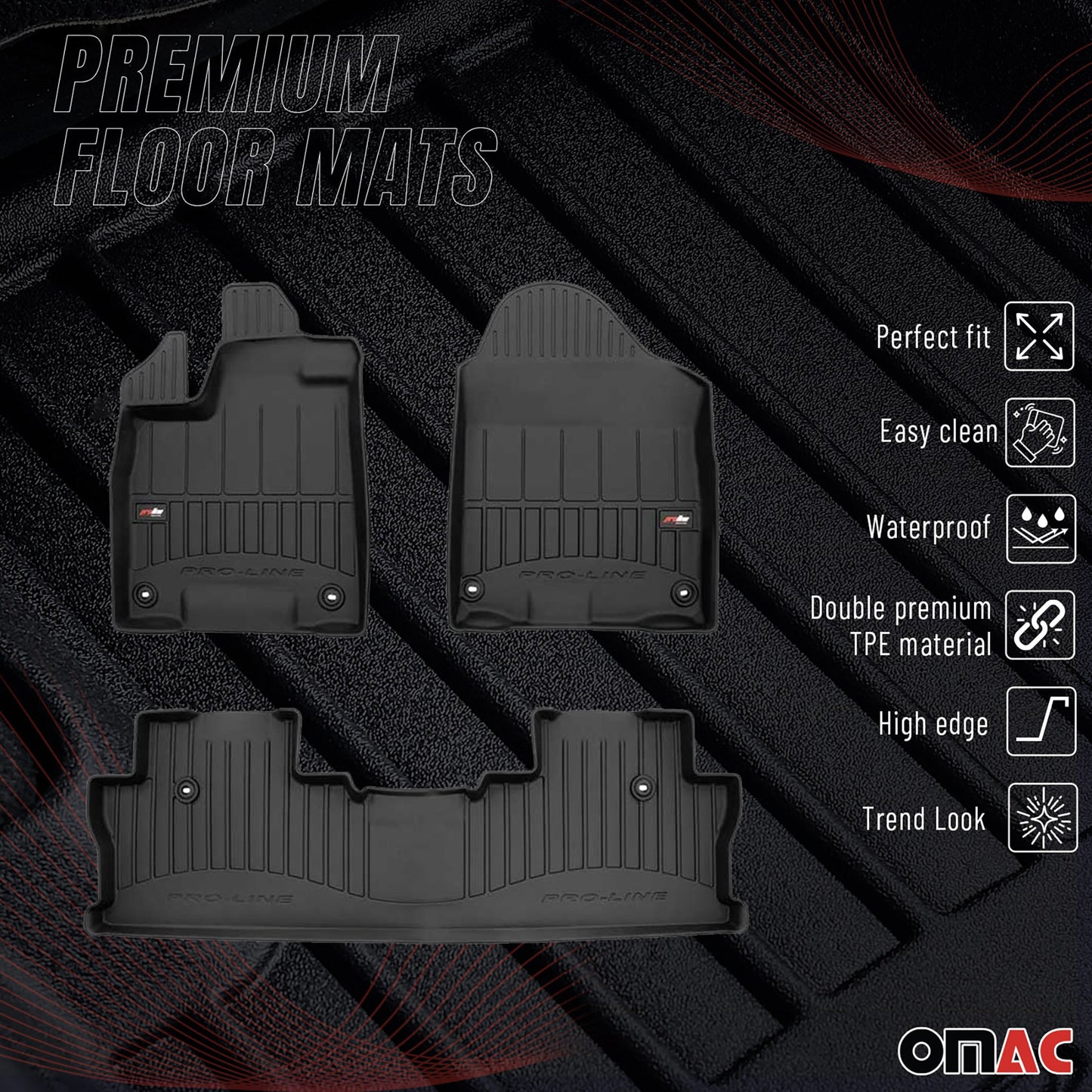 2017-2026 Honda Ridgeline Premium Floor Mats Liners Full Set All Weather Heavy Duty