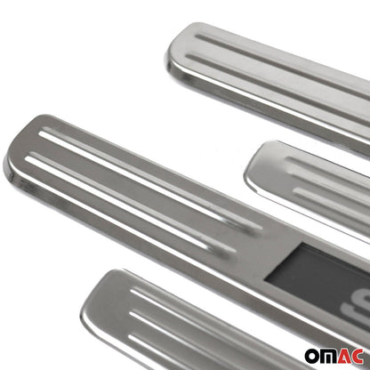 Fiat 500L 500X Door Sill Scuff Plate Illuminated Sport Stainless Steel Silver 4 Pcs