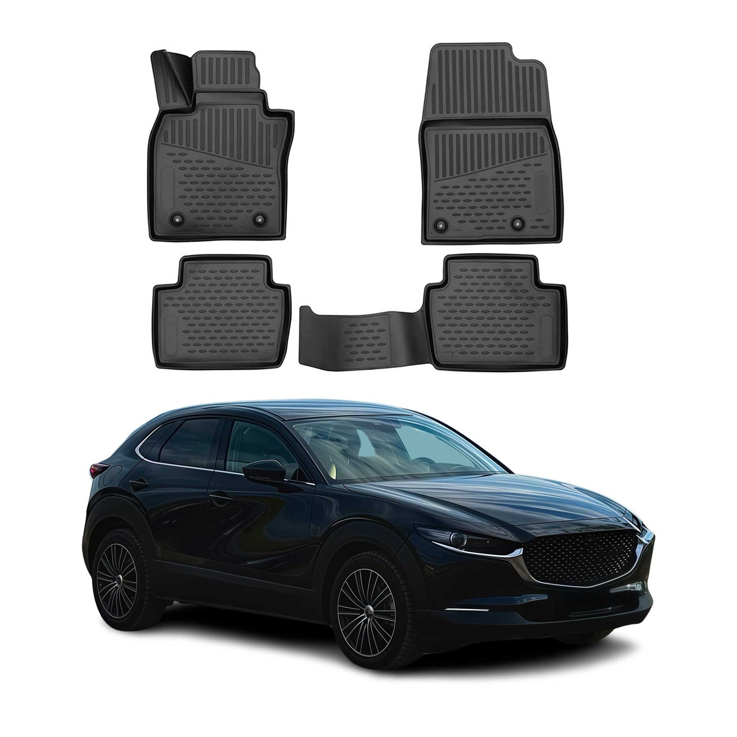 2020-2026 Mazda CX-30 Floor Mats Liners Full Set All Weather Black