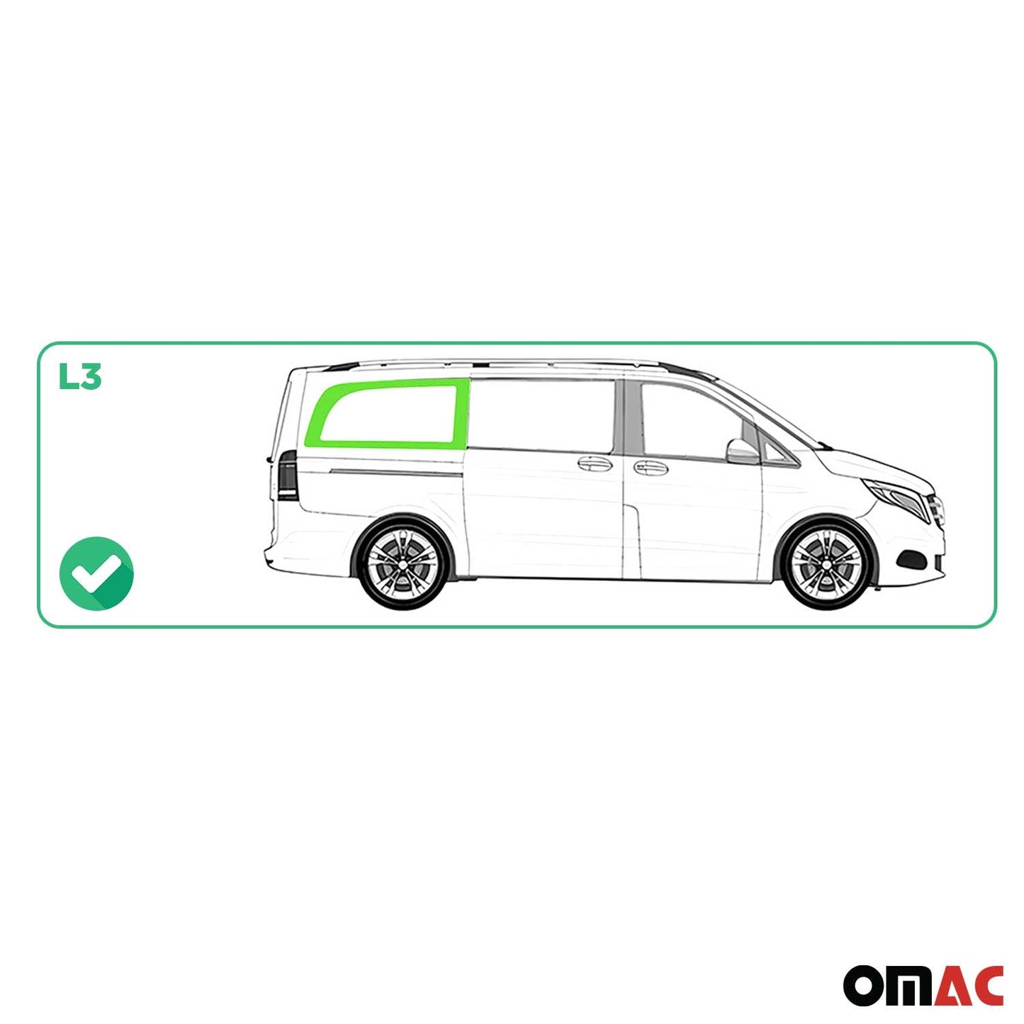 2016-2024 Mercedes Metris Window Glass Right Side Rear Black L3 Long