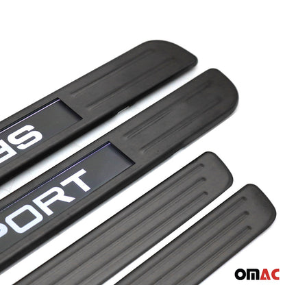 Jeep Door Sill Scuff Plate Illuminated Brushed Stainless Steel Brushed Dark 4Pcs