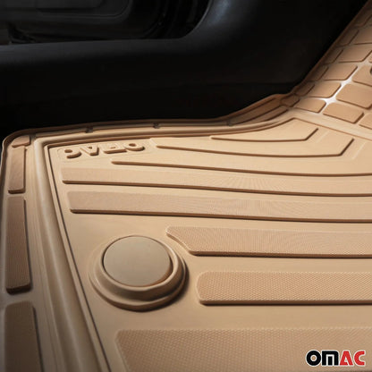 Floor Mats Liner Set All-Weather 3-Row Car Front Rear Universal 6+2Pcs Tan
