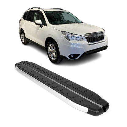 2014-2018 Subaru Forester IV Running Boards Side Steps Silver & Black