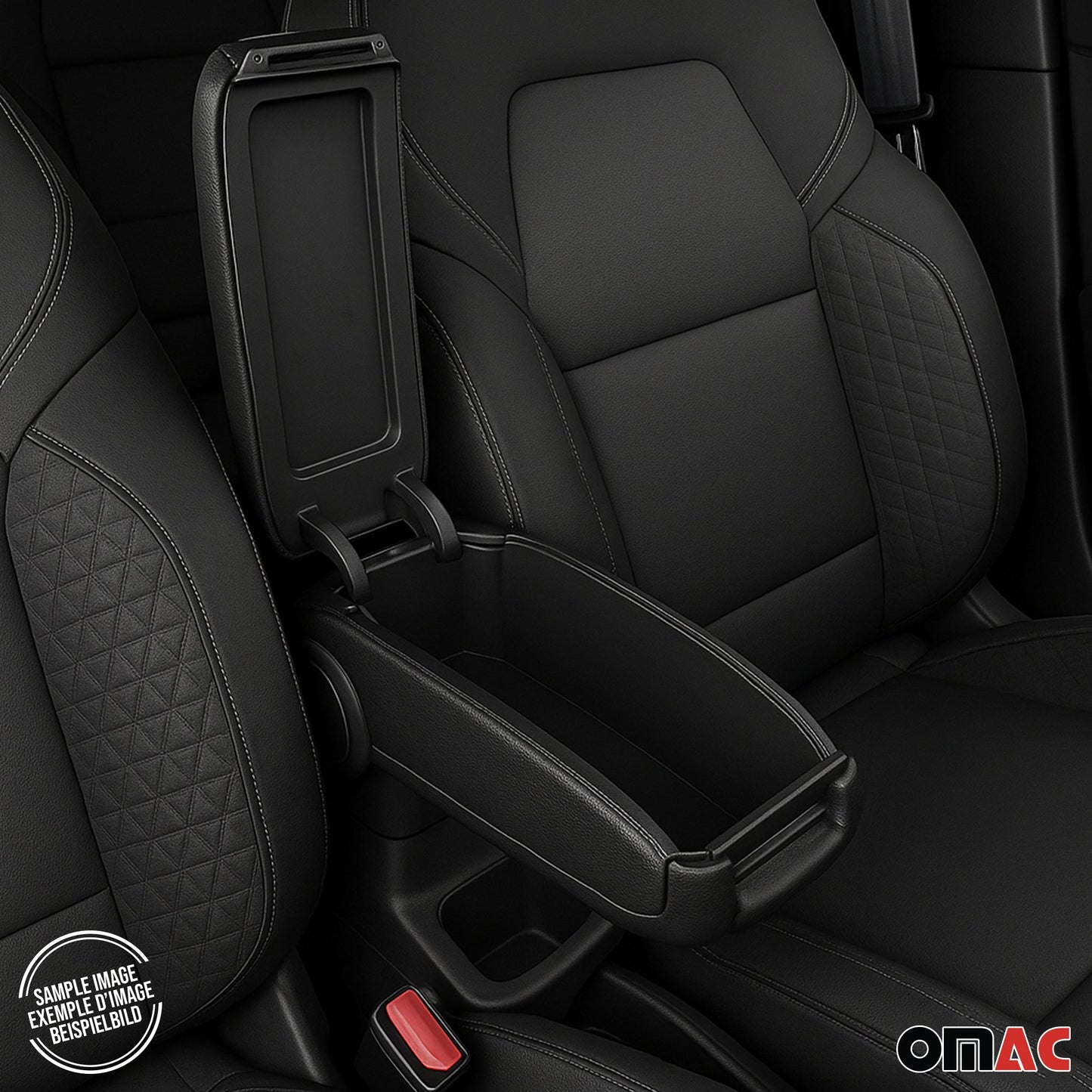 2012-2014 Ford Focus Black Center Console Armrest Plastic PU Leather 1Pc