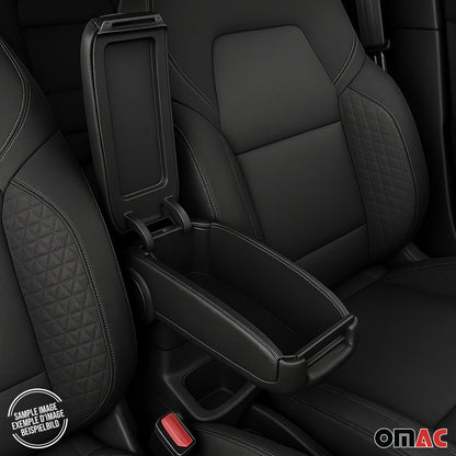 2012-2014 Ford Focus Black Center Console Armrest Plastic PU Leather 1Pc