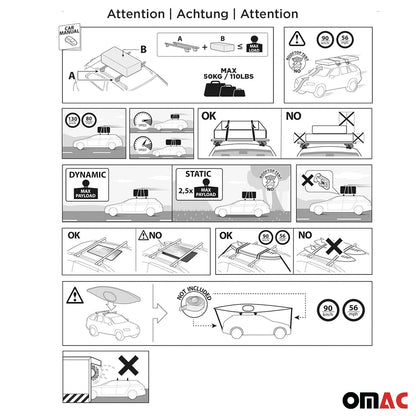 2018-2025 Nissan Leaf Roof Rack Cross Bars Black