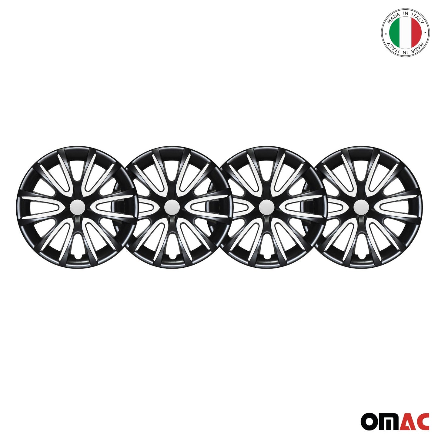 Bicolo Hub Caps Wheel Cover 15" Black & White Full Set 4 pcs.