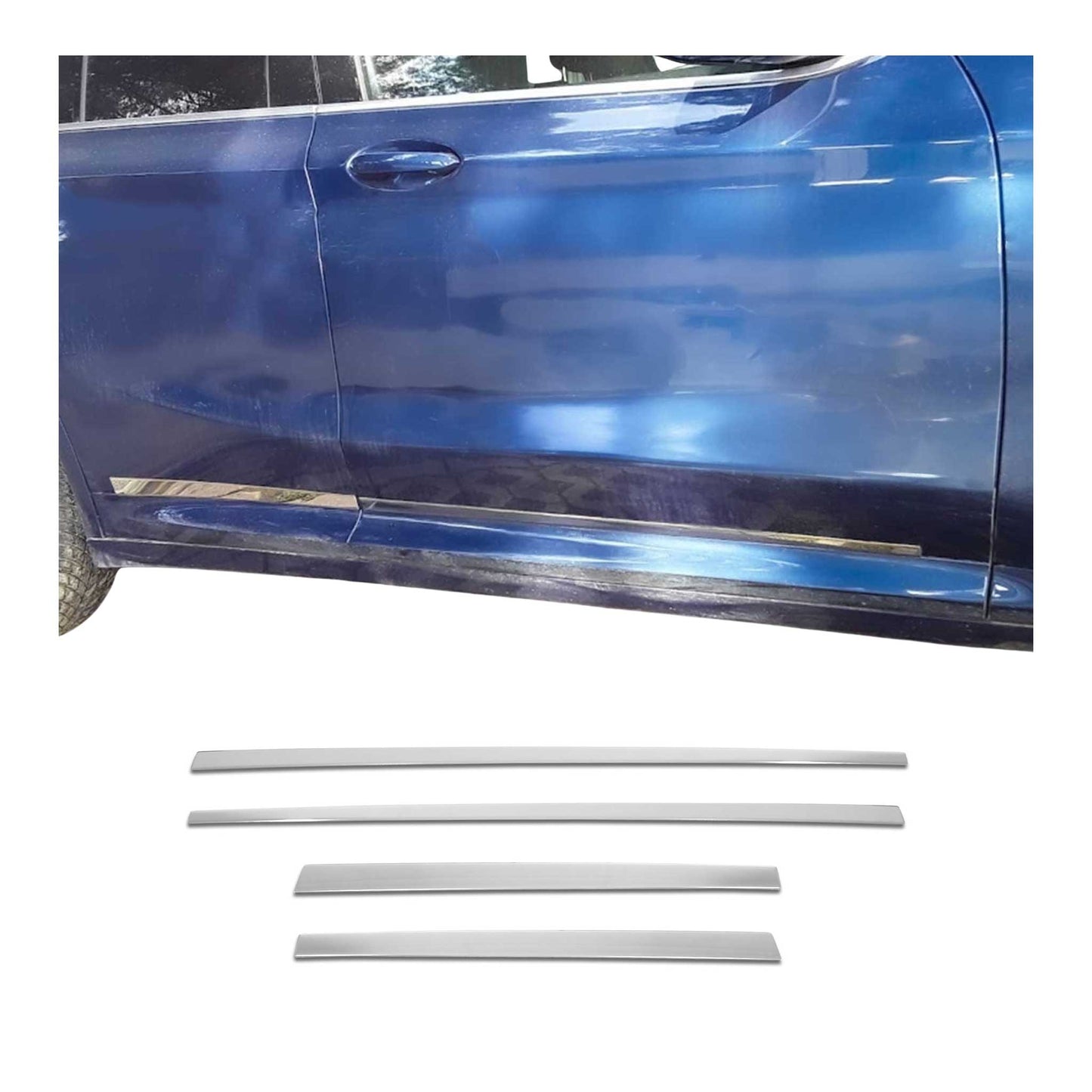 2019-2025 BMW X4 G02 2.gen Side Door Molding Trim Skirt Garnish Stainless Steel 4x