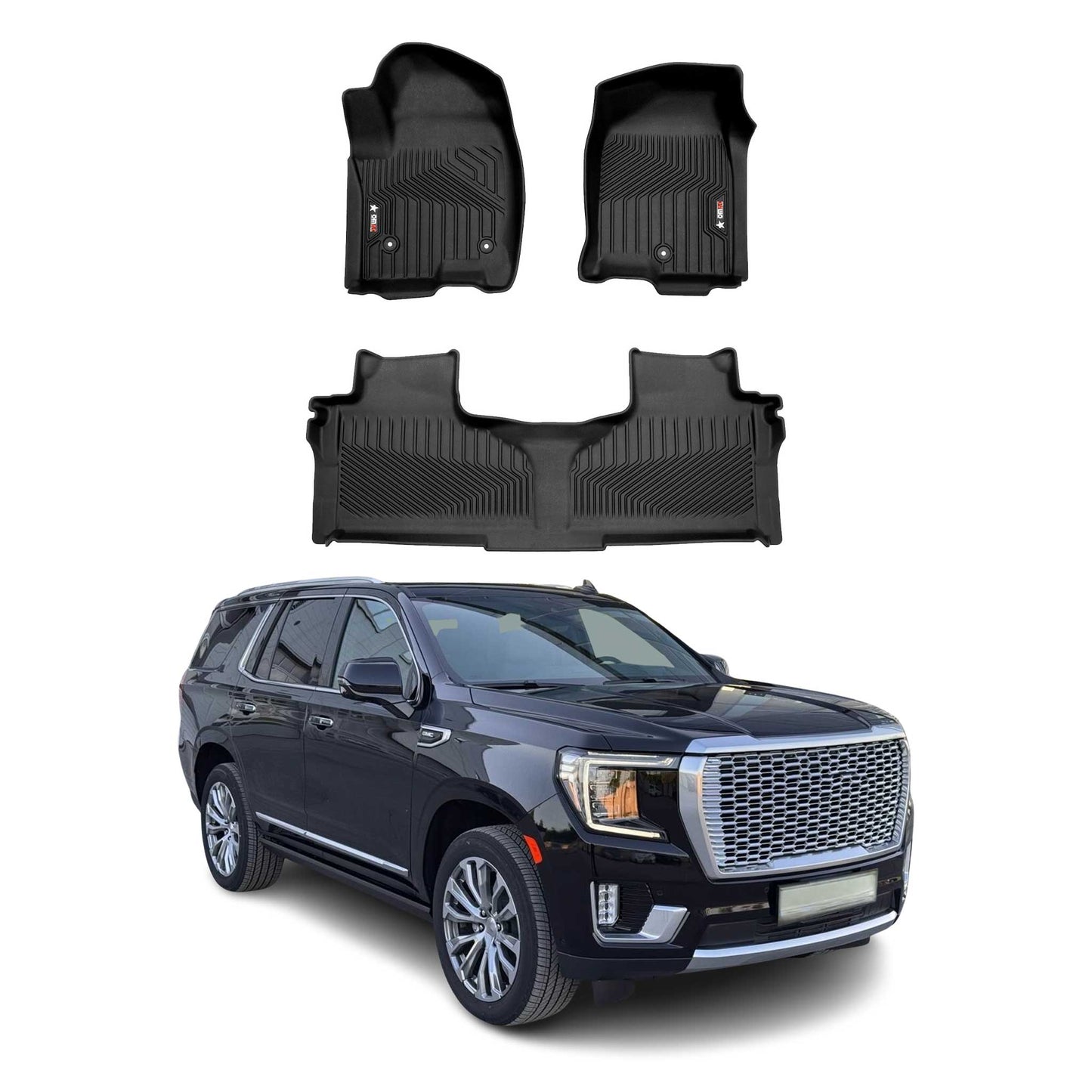 2021-2026 GMC Yukon Yukon XL Premium Floor Mats Liners First and Second Row Set Black