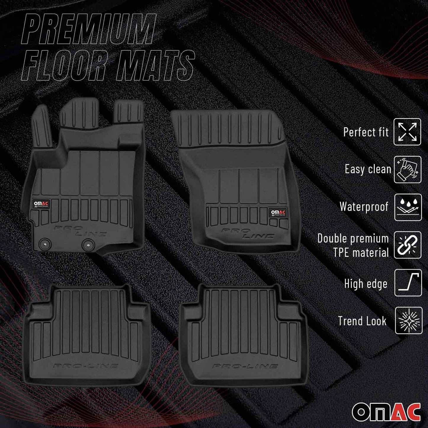 2007-2020 Mitsubishi Outlander Premium Floor Mats Liners Full Set All Weather Heavy Duty