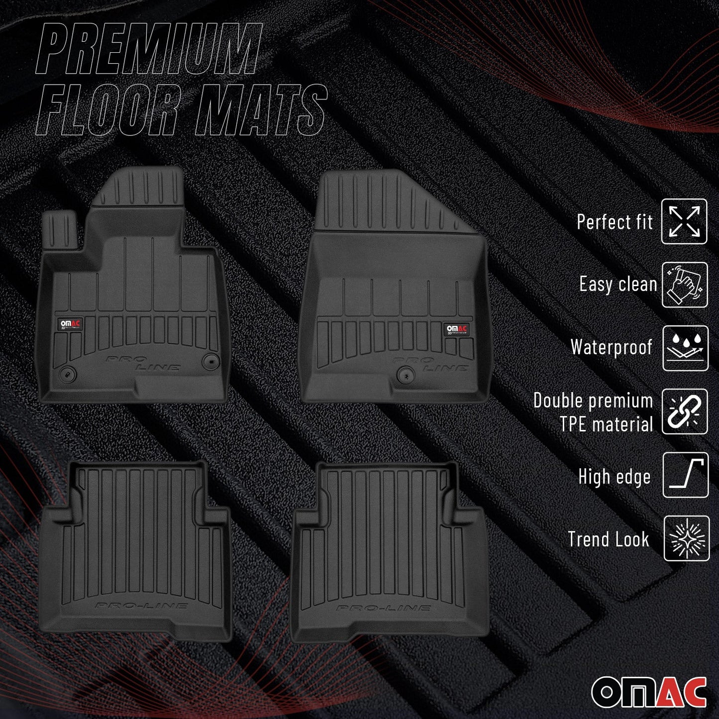 2013-2018 Hyundai Santa Fe Premium Floor Mats Liners Full Set All Weather Heavy Duty