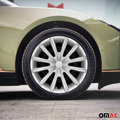 Bicolo Hub Caps Wheel Cover 15" Gray & White Full Set 4 pcs.