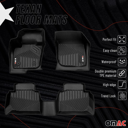 2017-2020 Lincoln MKZ Premium Floor Mats Liners First and Second Row Set Black