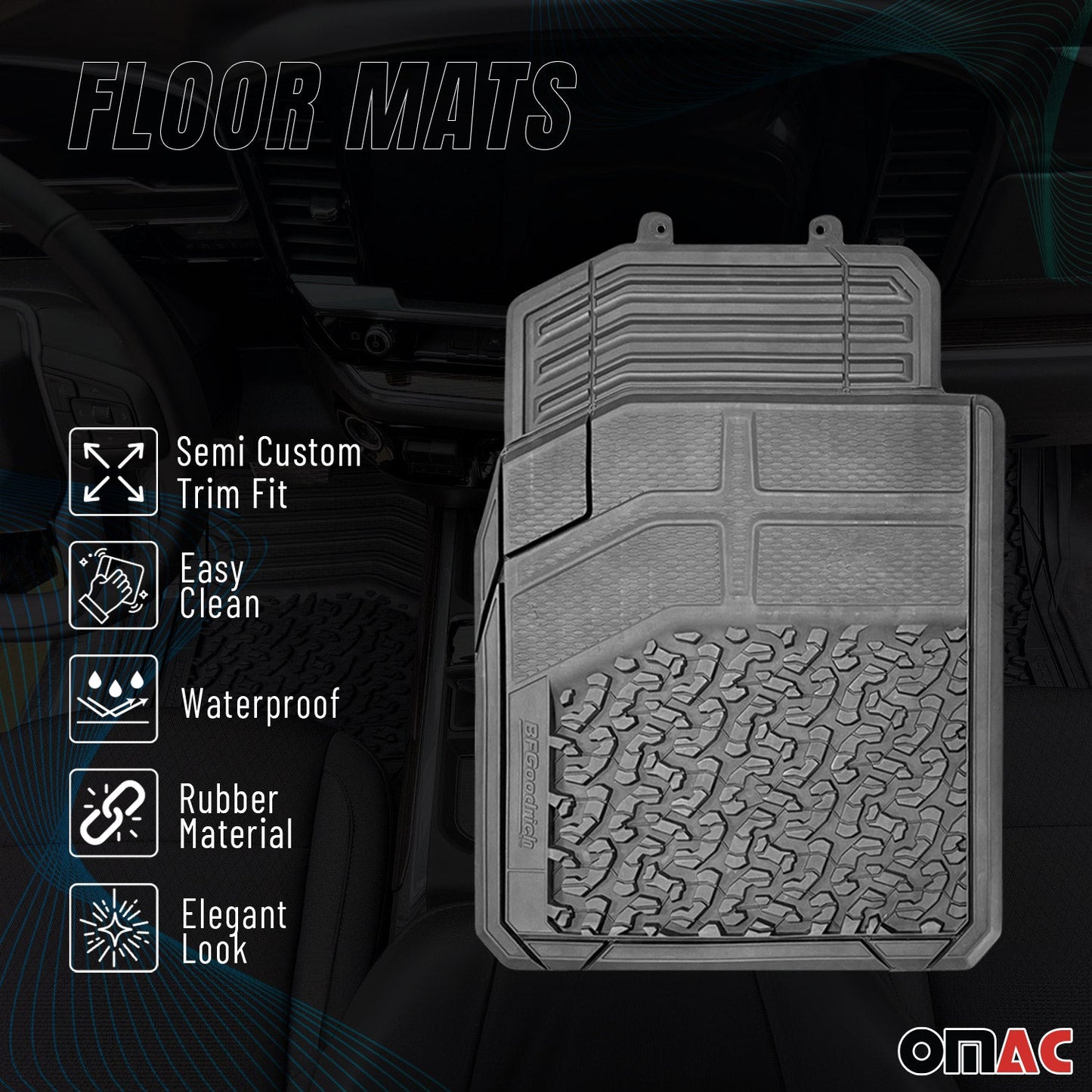Universal Trim fit Floor Mats Liners for Dodge Trucks & SUV All Season Rubber