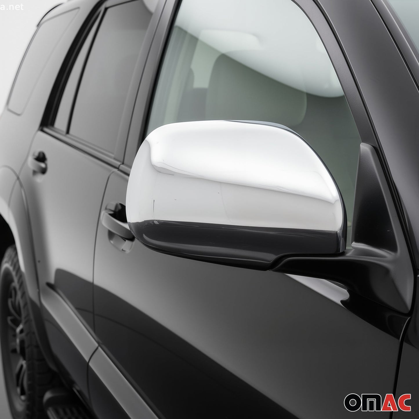 2003-2009 Toyota Land Cruiser Prado Side Mirror Cover Caps Stainless Steel Silver 2Pcs