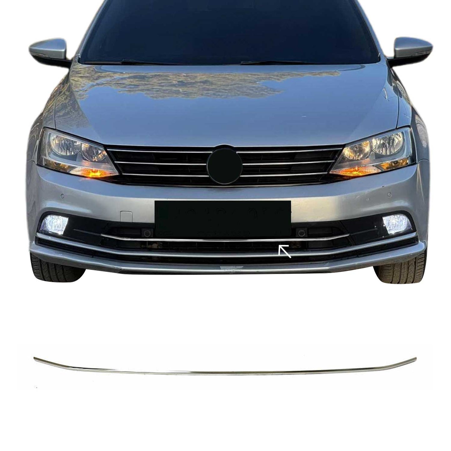 2015-2018 VW Jetta A6 Front Bumper Trim Molding Stainless Steel Silver