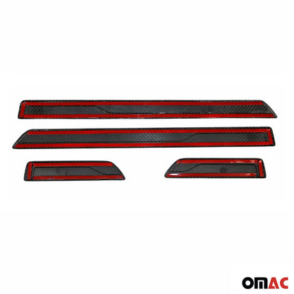 Hyundai Accent Door Sill Scuff Plate Scratch Protector Carbon Fiber 4 Pcs