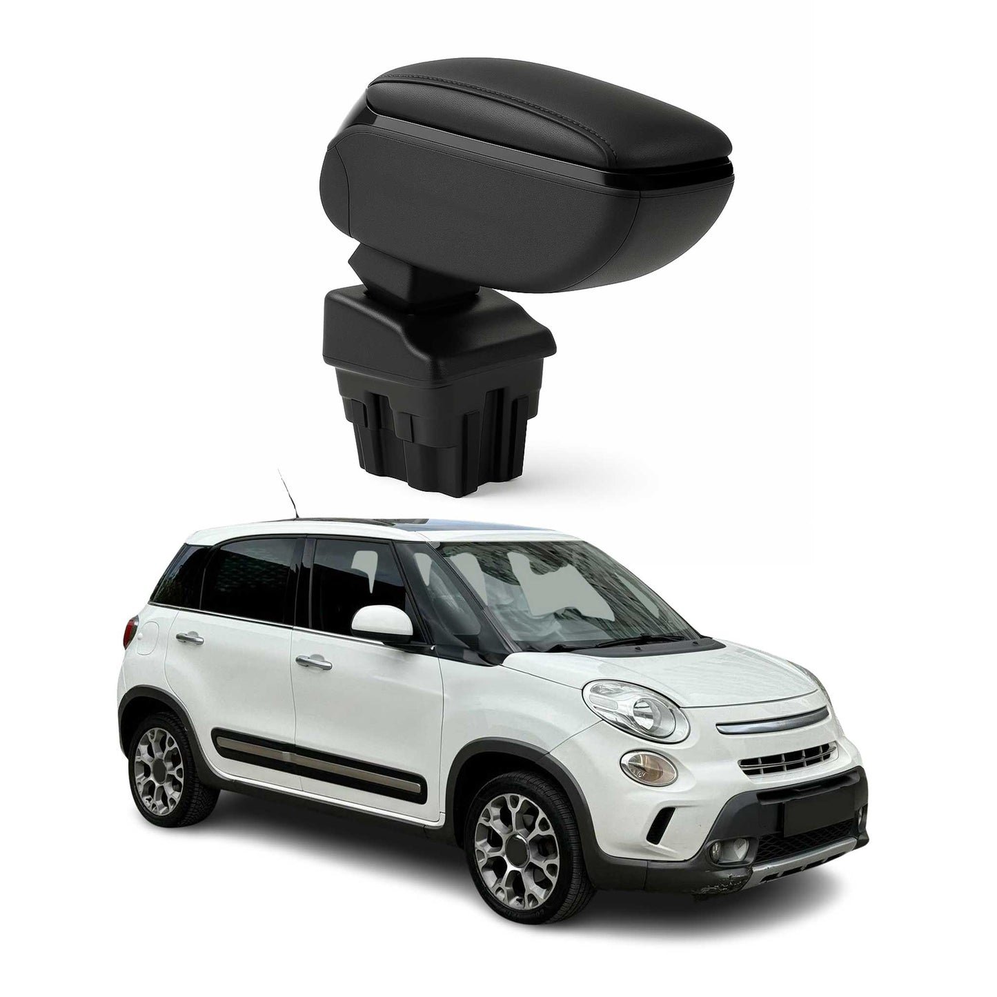 2014-2020 Fiat 500L Black Center Console Armrest Black Sliding 1Pc