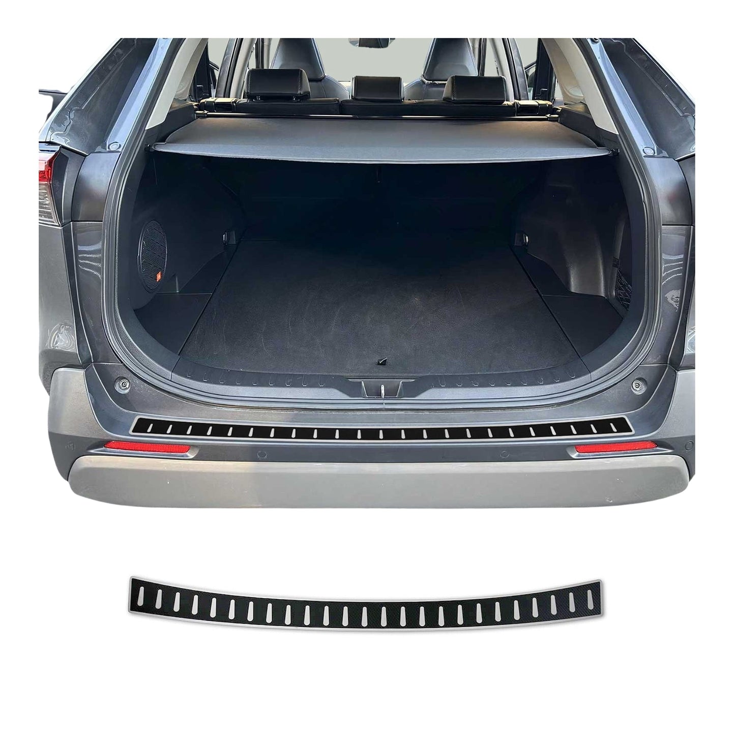 2019-2025 Toyota RAV4 Rear Bumper Sill Cover Protector Stainless Steel Carbon Foiled