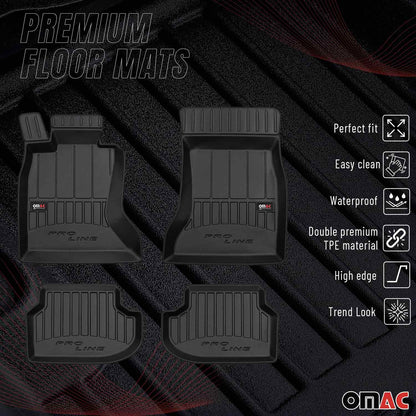 2014-2017 BMW 5 Series F10 xDrive Premium Floor Mats Liners Full Set All Weather Heavy Duty Black