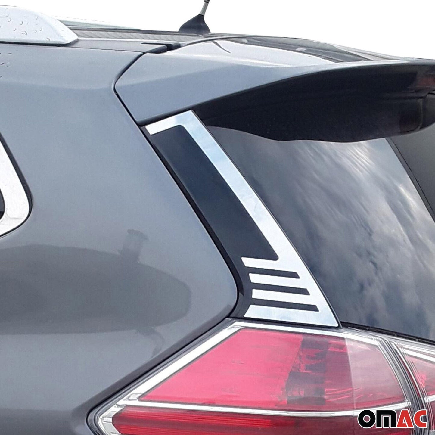 2014-2020 Nissan Rogue Trunk Wing Side Trim Silver Stainless Steel 2 Pcs