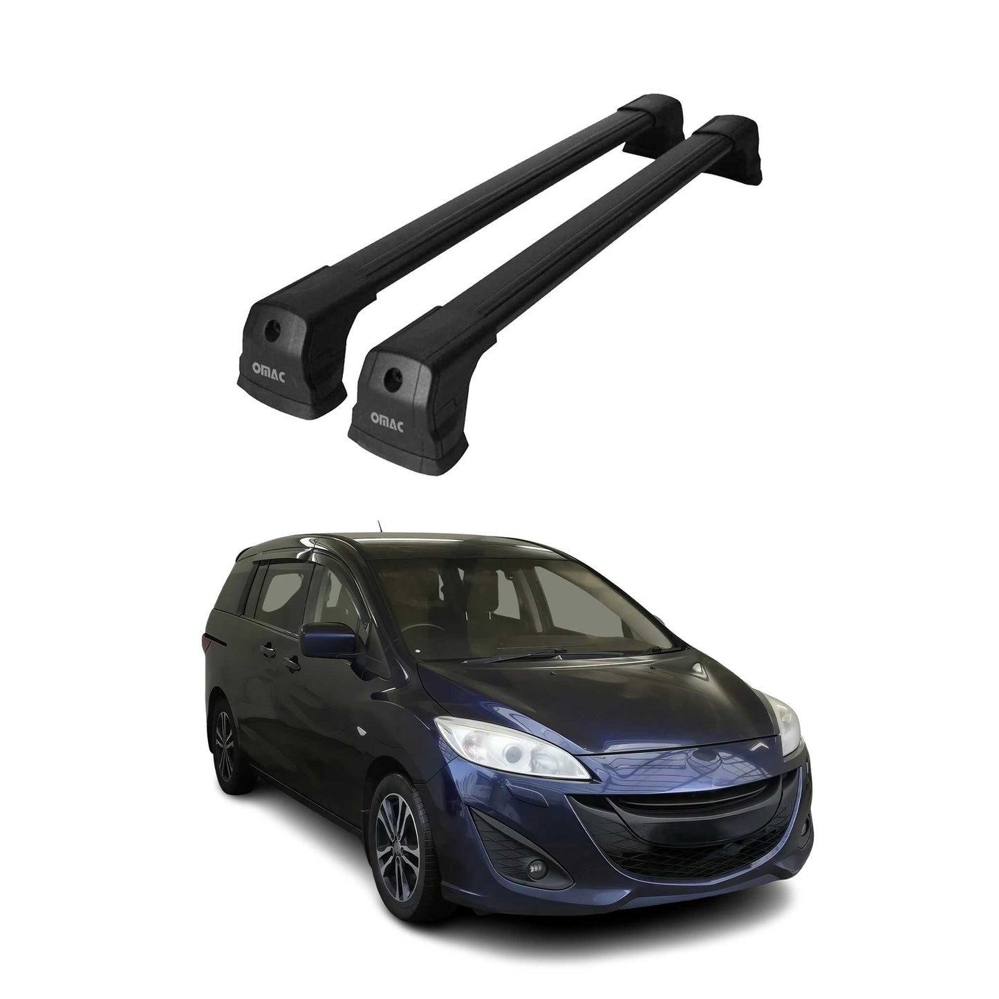Fix Points Roof Racks Cross Bar Carrier for Mazda5 2006-2017 Alu Black 2x
