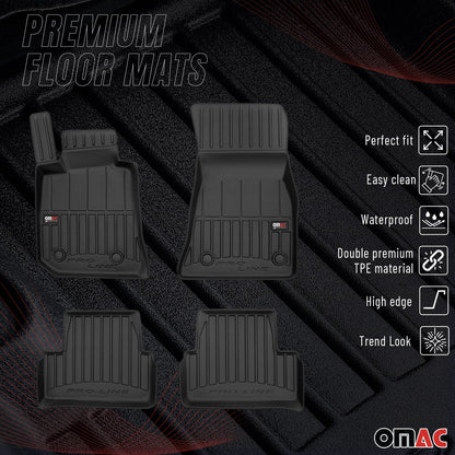 2022-2026 BMW i4 Gran Coupe / BMW 4 Series G26 Gran Coupe Premium Floor Mats Liners Full Set All Weather Heavy Duty Black