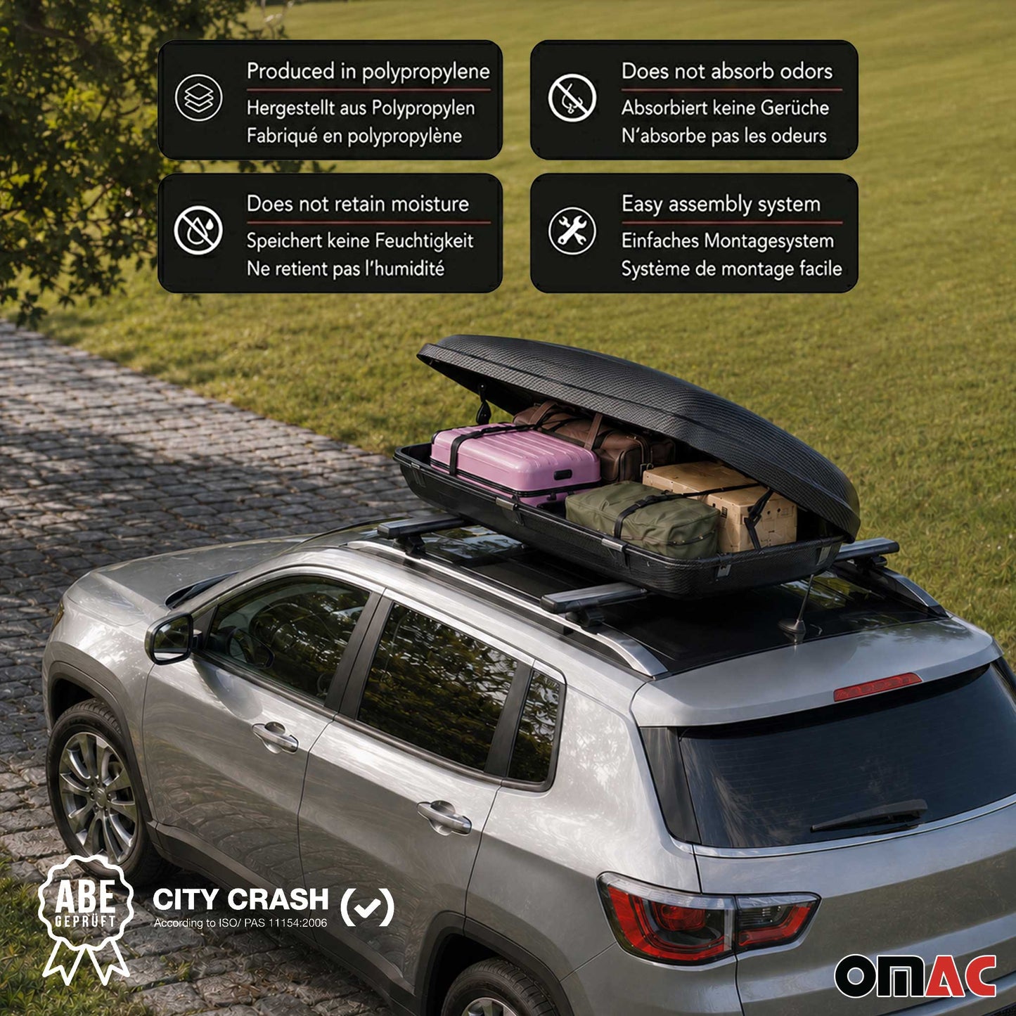 Roof Cargo Box 14.1 Cubic Feet Carbon Fiber Textured
