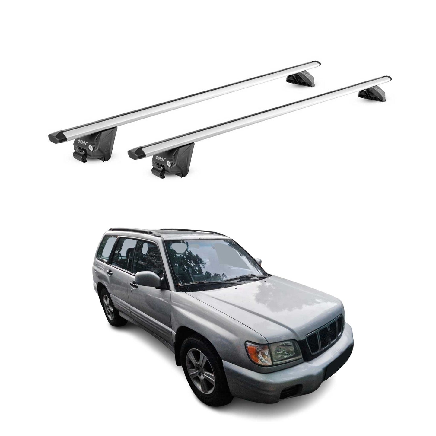 1998-2002 Subaru Forester Roof Rack Cross Bars Silver