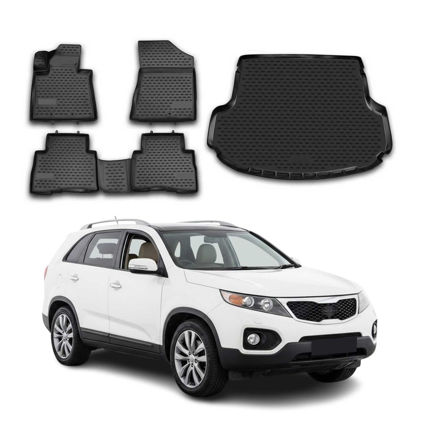 2012-2020 Kia Sorento Floor Mats & Cargo Liner Full Set All Weather Black