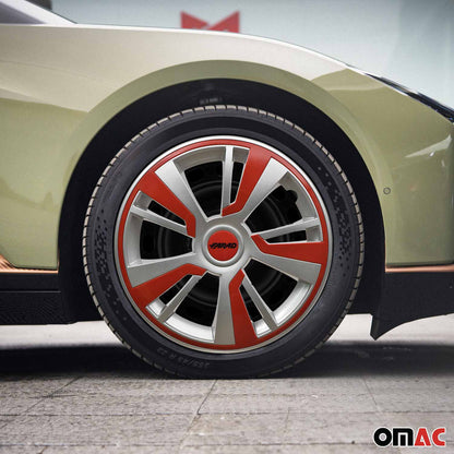 Twintone Hub Caps Wheel Cover 16" Grey & Red Insert Full Set 4 pcs.