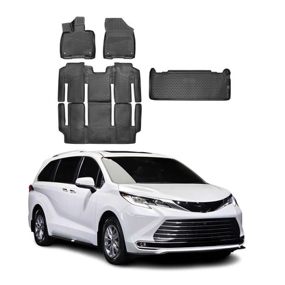 2021-2026 Toyota Sienna 7 Seats Floor Mats & Cargo Liner Full Set Black