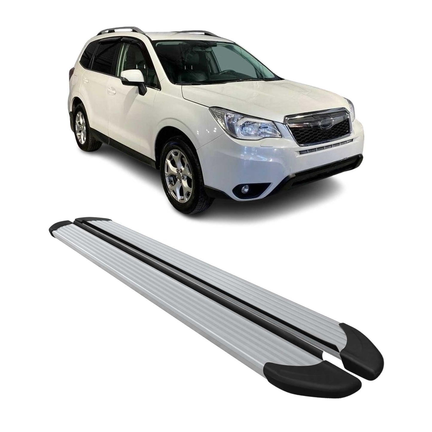 2014-2018 Subaru Forester IV Running Boards Side Steps Silver