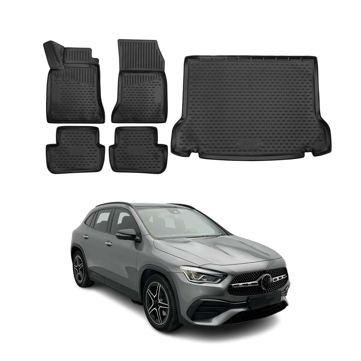 2015-2020 Mercedes GLA Class X156 Floor Mats & Cargo Liner Full Set All Weather Black