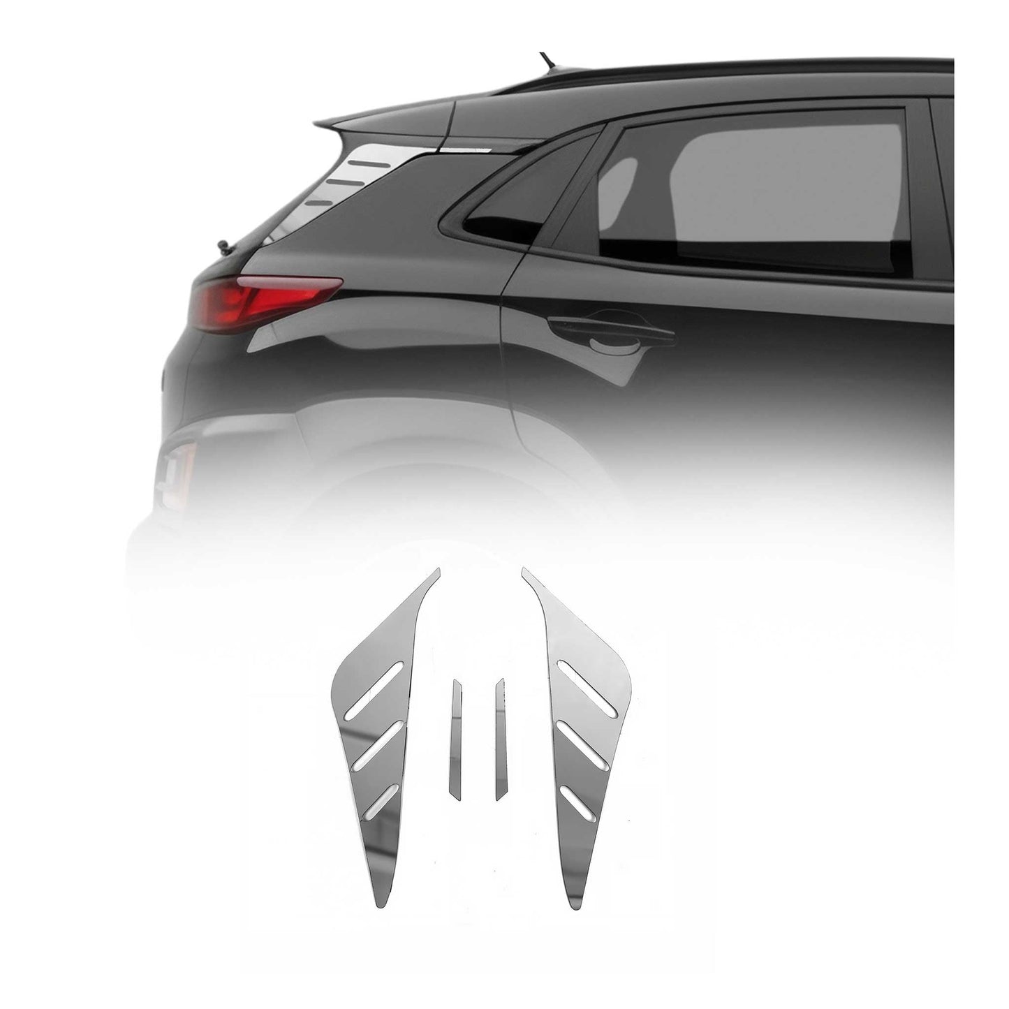 2018-2023 Hyundai Kona Trunk Wing Side Trim Silver Stainless Steel 4 Pcs
