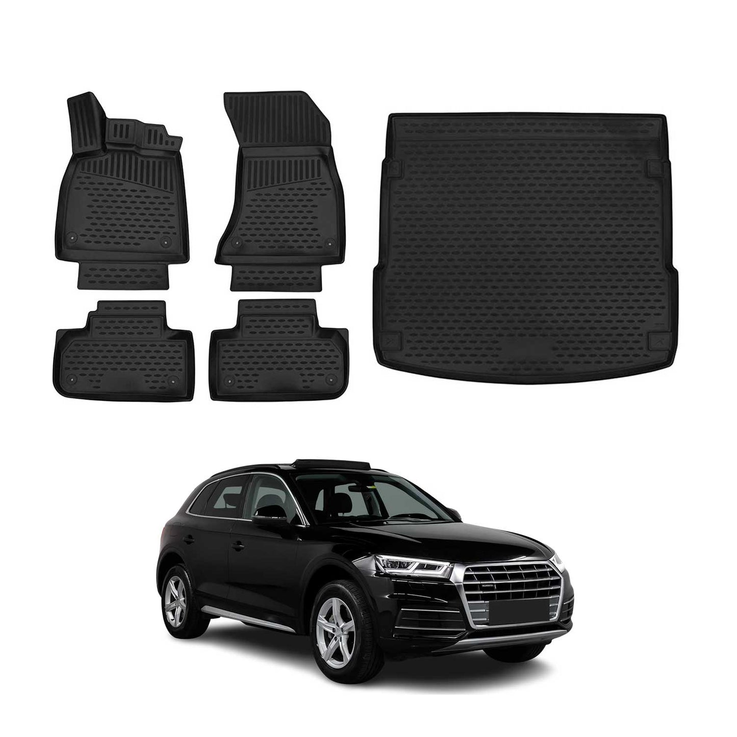 2018-2025 Audi Q5 SQ5 2.gen Floor Mats & Cargo Liner Full Set All Weather Black