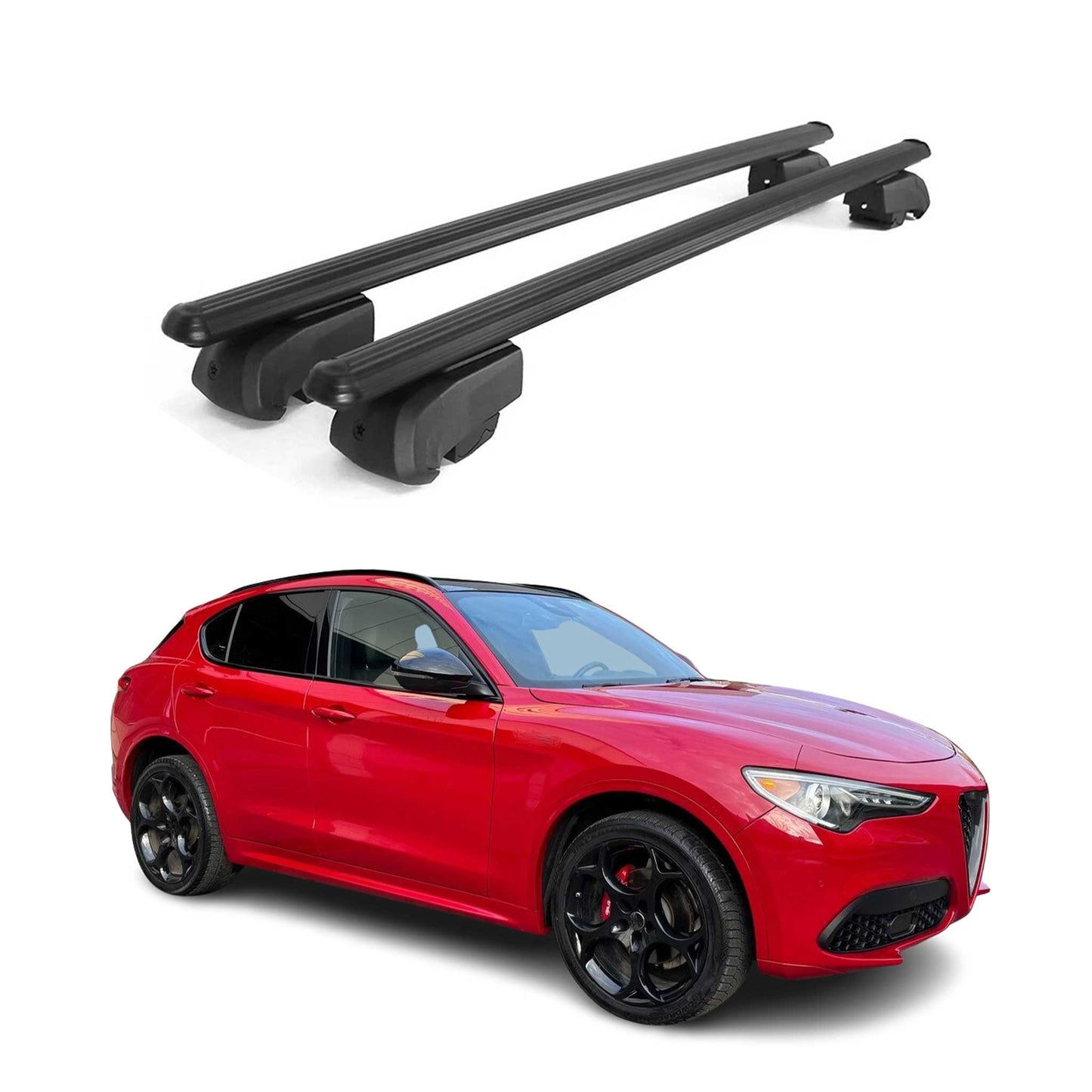 2018-2026 Alfa Romeo Stelvio Roof Rack Cross Bars Black
