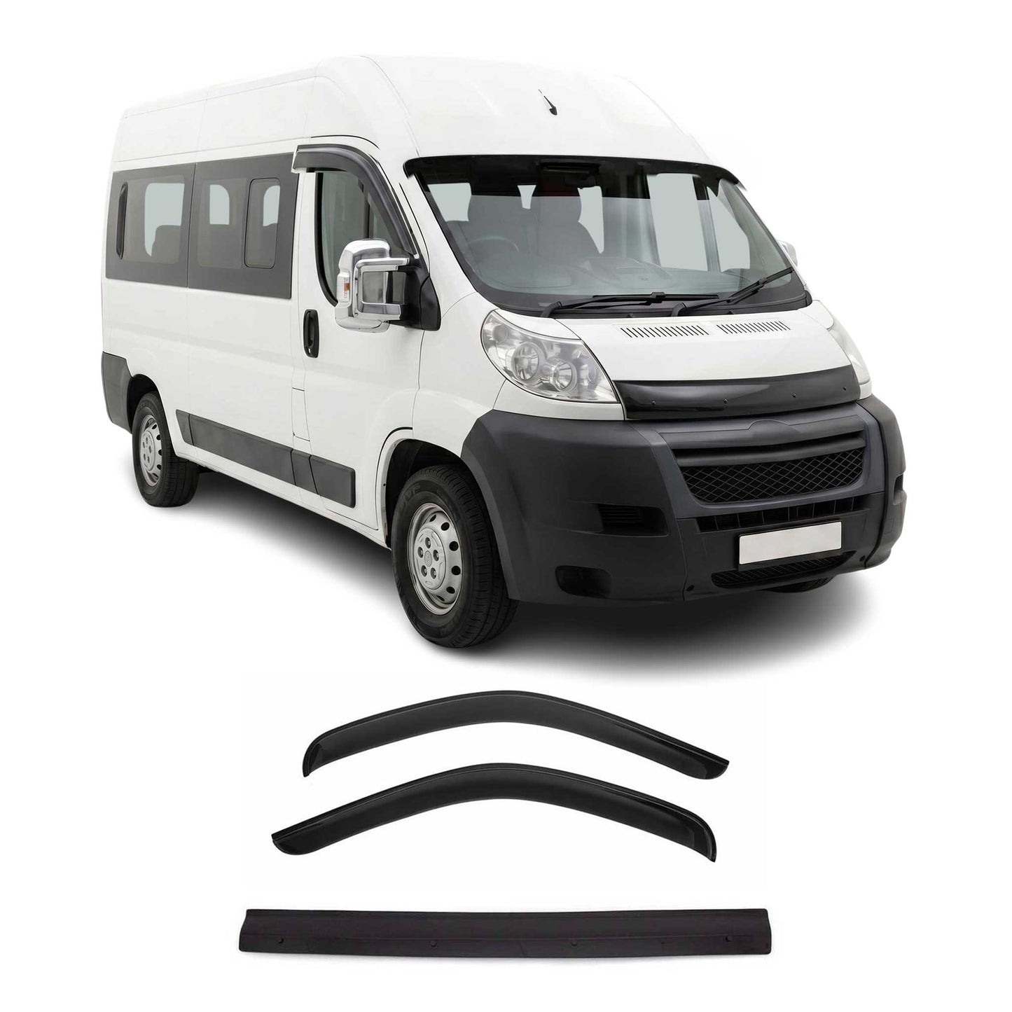 2023-2026 RAM ProMaster Bug Shield Hood Deflector & Window Visor Kit 3Pcs Smoke